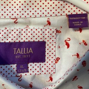 Tallia white shirt with red flamingos